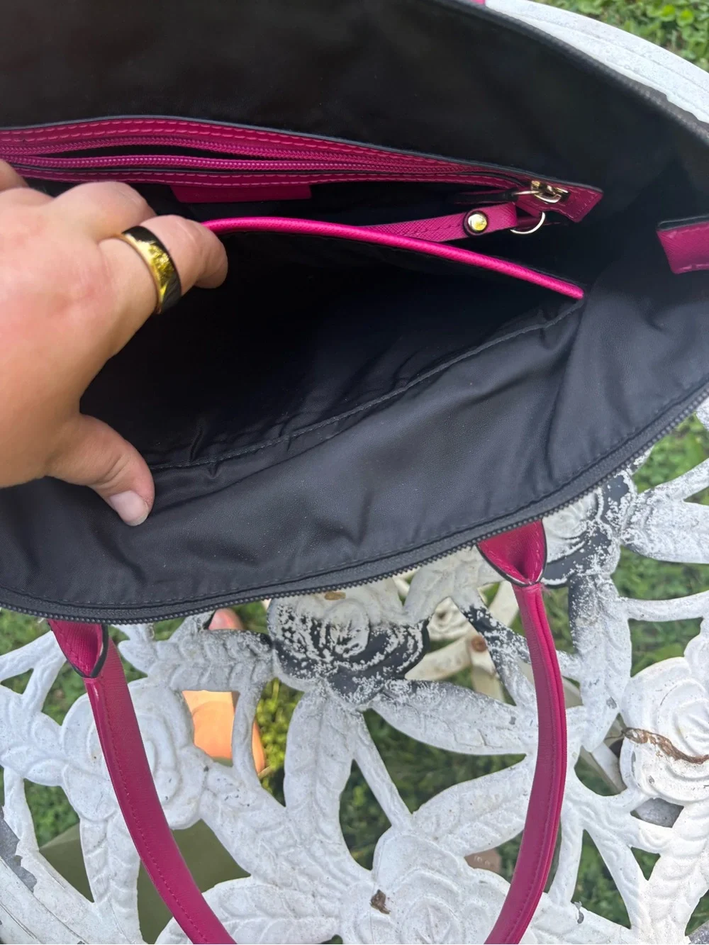 Michael Kors Black Medium Tote with Hot Pink Handles